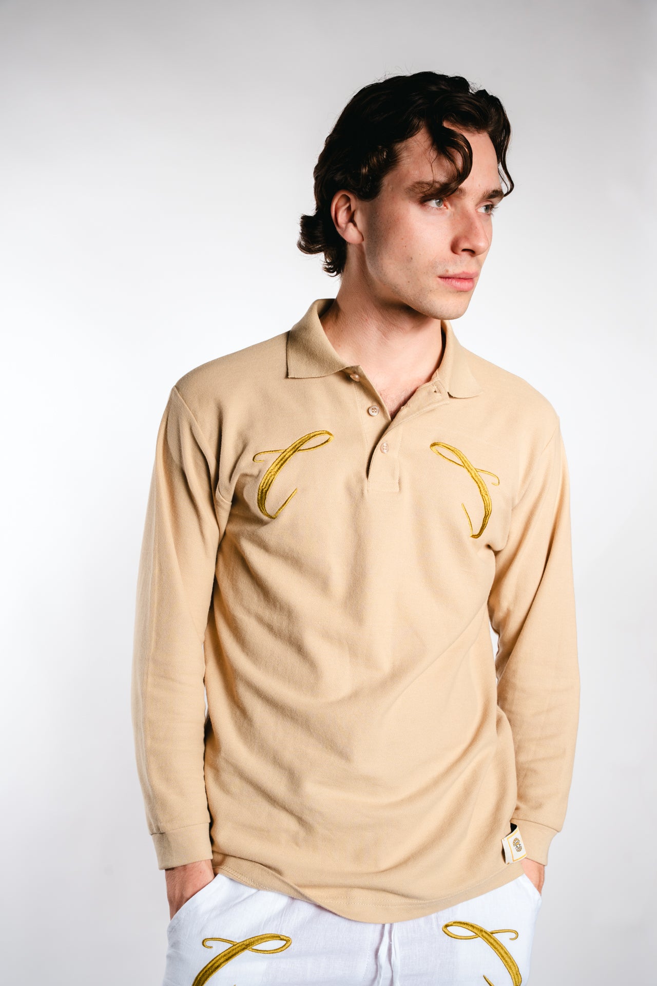 Champagneros Club Sylt - Longsleeve Poloshirt - Sand