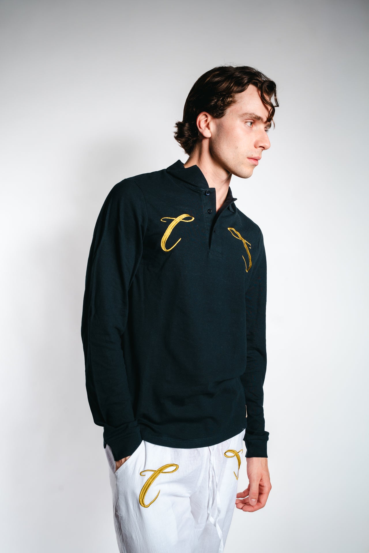Champagneros Club Sylt - Longsleeve Poloshirt - Navy Blue