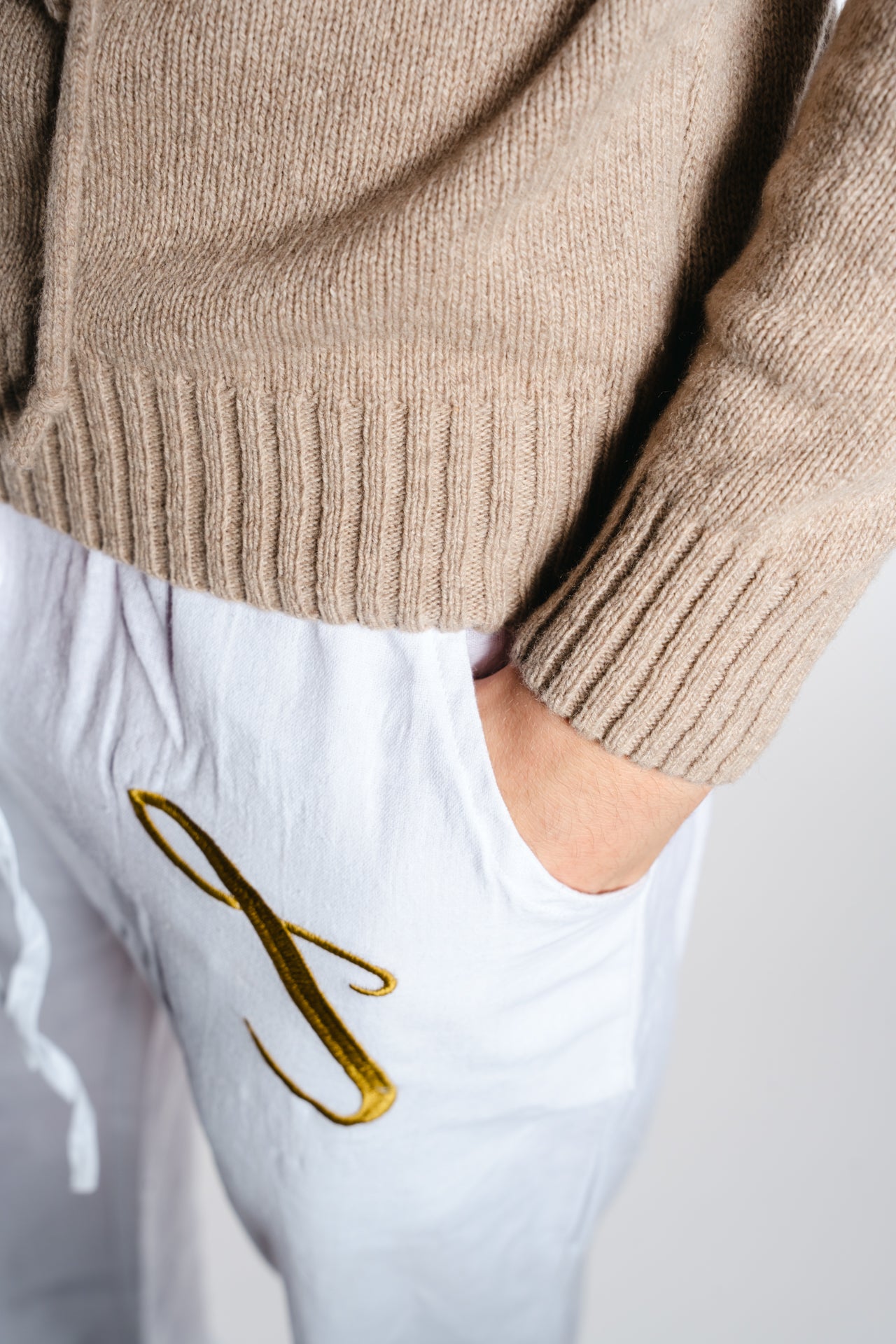 Champagneros Club Sylt - 100% Cashmere Hoodie, Made in Italy - Nature
