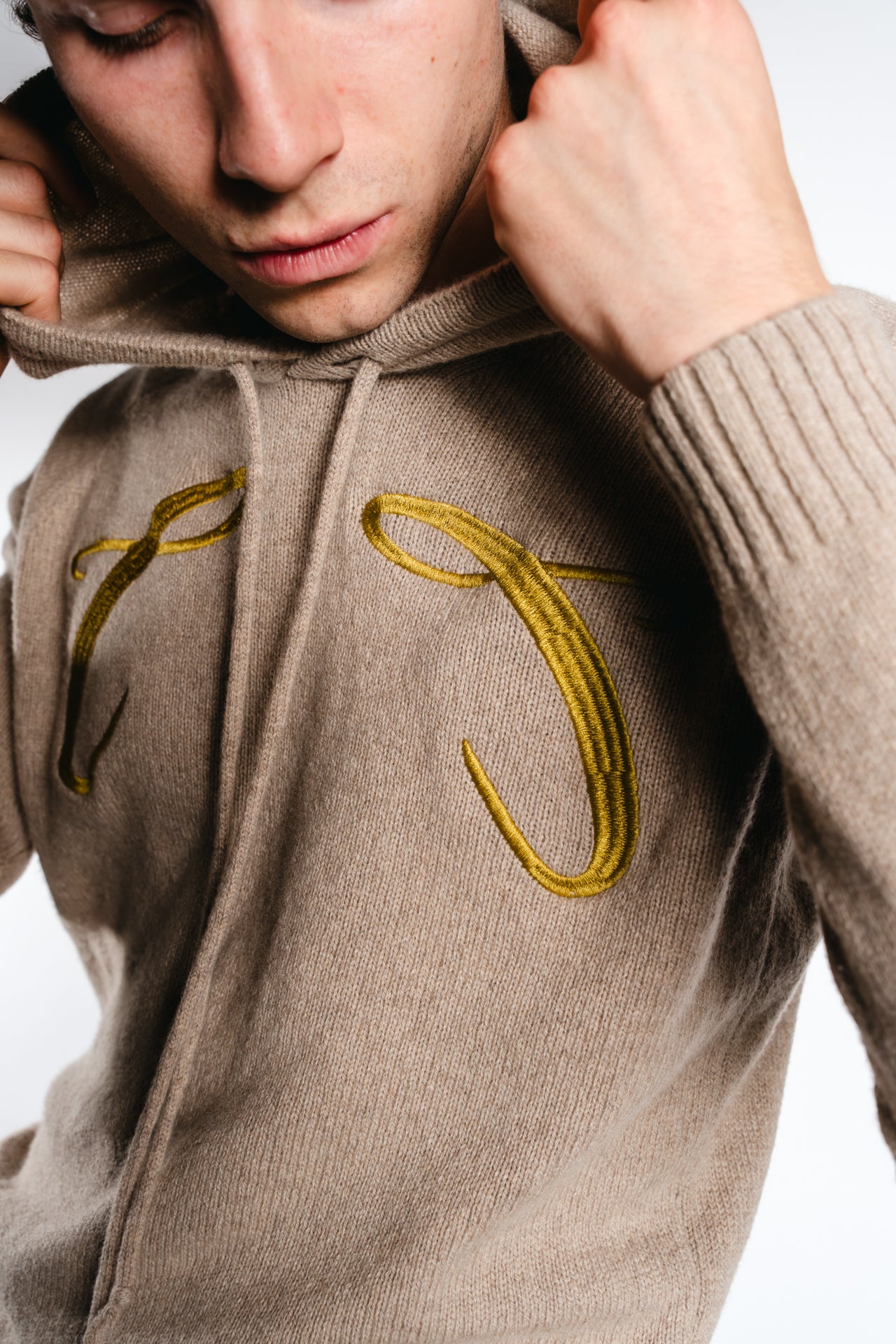 Champagneros Club Sylt - 100% Cashmere Hoodie, Made in Italy - Nature